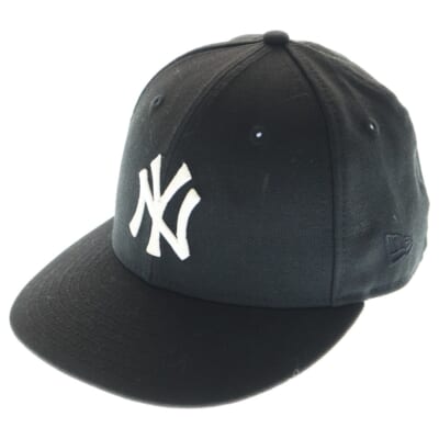 ×NEW ERA ニュー エラ ヤンキースロゴ 6パネル ベースボールキャップ 帽子 ブラック 210539 23365 Bランク