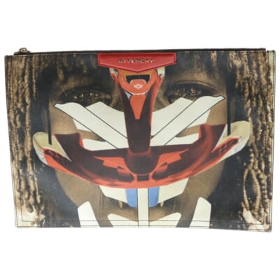 Antigona Robot Himba Print Clutch ロポットフェイスプリント レザークラッチ セカンドバッグ マルチカラー Bランク