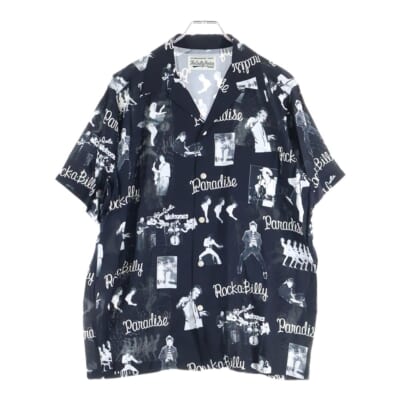 19SS ROCKABILLY S/S HAWAIIAN SHIRTS ロカビリー 半袖ハワイアン アロハシャツ ブラック Bランク