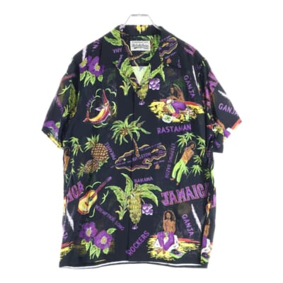 18AW JAMAICA S/S HAWAIIAN SHIRT ジャマイカ 半袖ハワイアン アロハシャツ ブラック Bランク