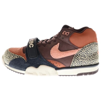 ×Arts Rec AIR TRAINER 1 Earth and Dusty Peach アーツレック エアトレイナー ハイカットスニーカー レディース カーキ/ピンク US6/24cm IF0501-200 Sランク