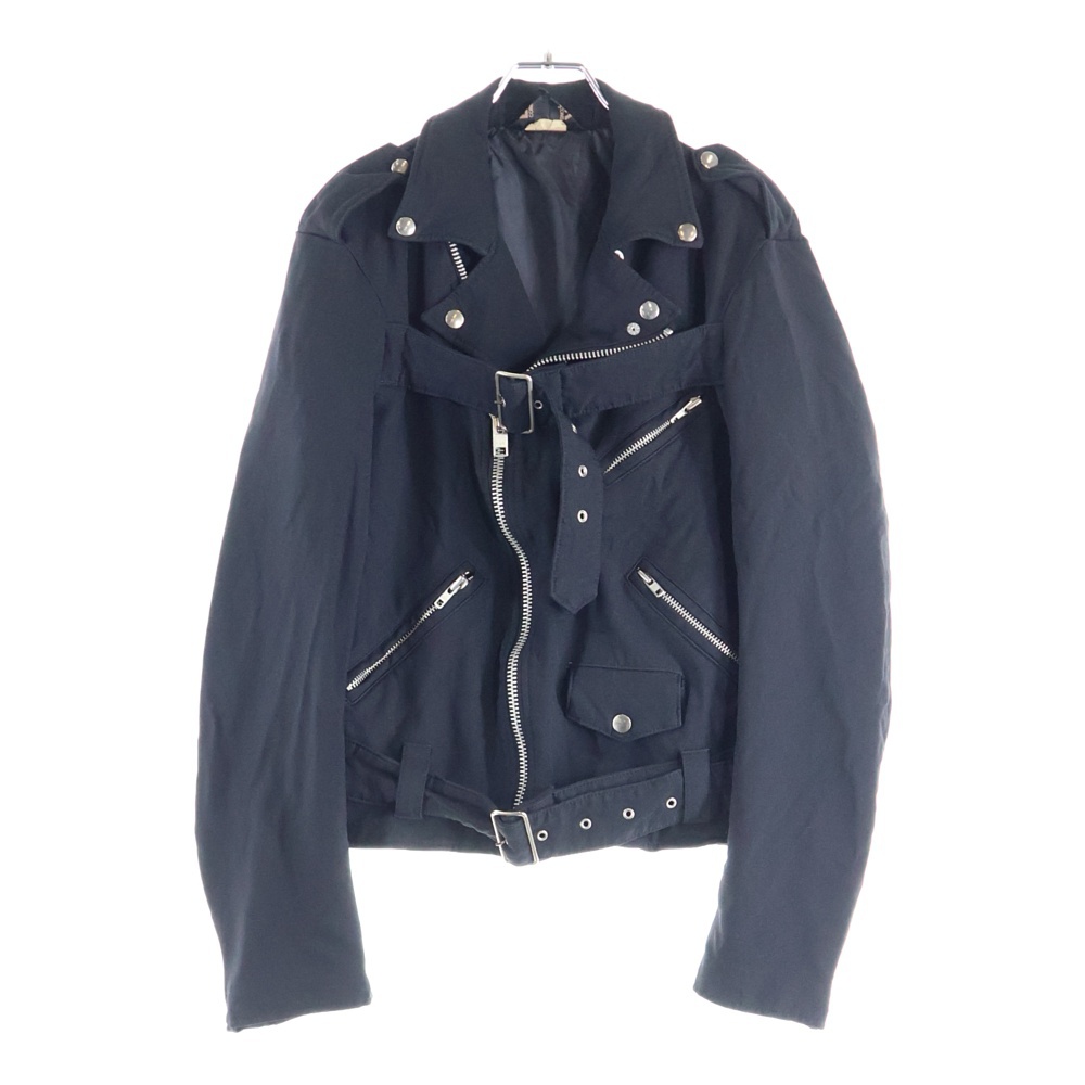 新品❣️10万円❣️ キャシャレル　ライダースジャケット　リアルファー　紺　I40 ブラックコムデギャルソン 16AW AD2016 ポリ縮 ダブルベルト