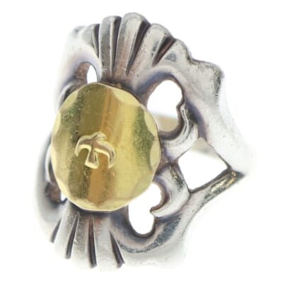 大メタル付きキャストリング シルバー/ゴールド Bランク