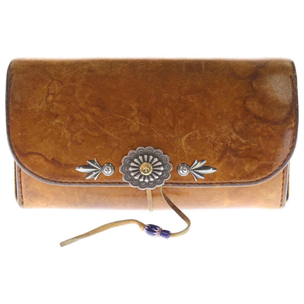 ゴローズ K18付きフラワーコンチョ 三つ折り長財布 レザーウォレット