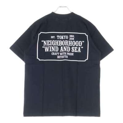 22AW ×WIND AND SEA HNWDS-02/C-TEE-SS ウィンダンシー ロゴプリント クルーネック 半袖Tシャツカットソー ブラック 221FRWSN-STM02S Sランク