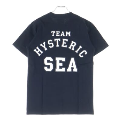20AW ×WIND AND SEA ウィンダンシー ロゴプリント クルーネック半袖Tシャツカットソー ブラック WDS-HYS-3-08 Sランク