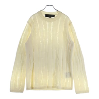 18AW AD2018 ダメージ加工 モックネック ニット セーター ホワイト PB-N028 Bランク