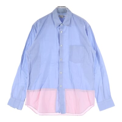 13AW ドッキング加工 長袖ボタンシャツ ブルー/ピンク W21012 Bランク