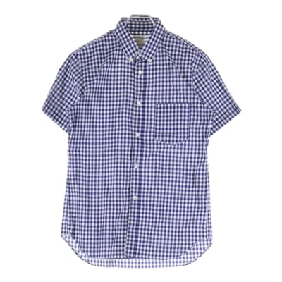 10SS ボタンダウン チェック 半袖シャツ ブルー S18016 Bランク