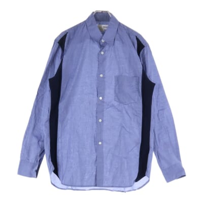 10SS コットン サイドラインデザイン 長袖シャツ ブルー S18091 Bランク