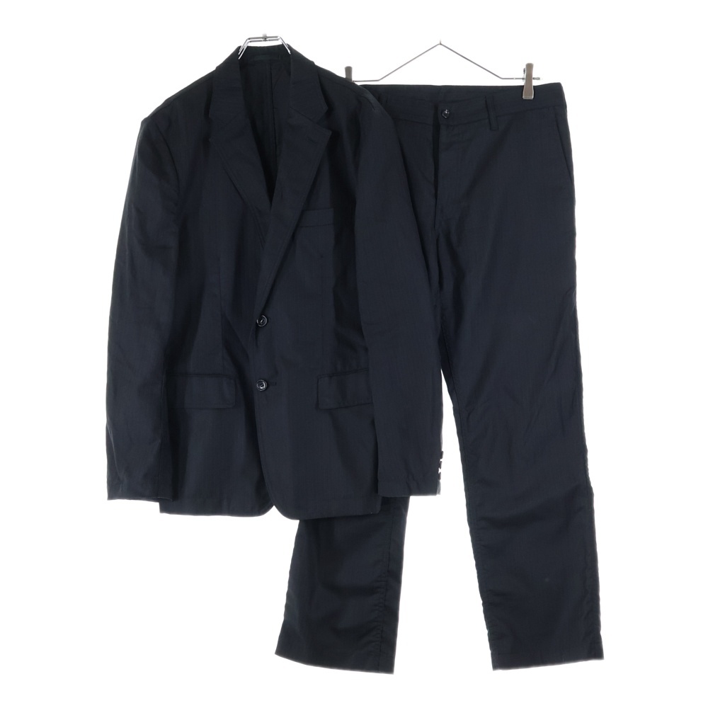 09AW AD2009 ウール ストライプ 2B シングルテーラードジャケット スラックスパンツ セットアップ ブラック HD-J107/HD-P109 Bランク