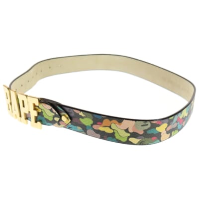 アベイシングエイプ BAPE STA 1stカモ型押し レザーベルト ブラウン