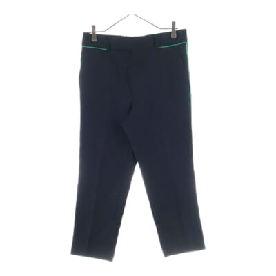 サイドライン ウールスラックス パンツ ブラック/グリーン Bランク