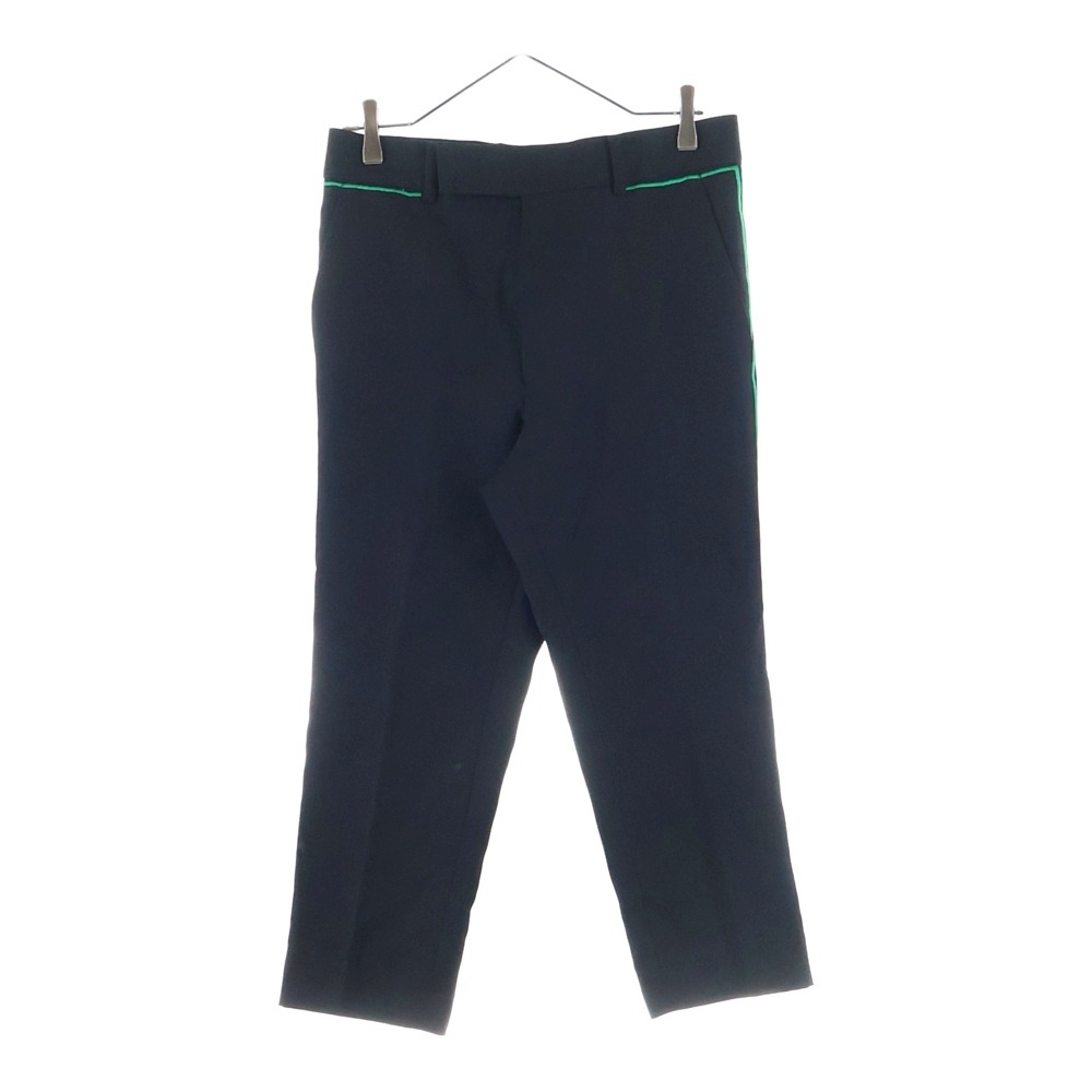 サイドライン ウールスラックス パンツ ブラック/グリーン Bランク