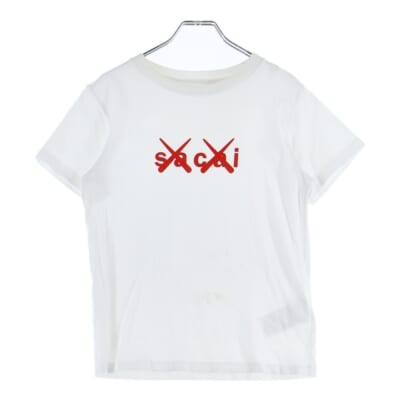 21SS ×KAWS カウズ フロントロゴデザイン クルーネック カットソー 半袖Tシャツ ホワイト 21-00073K Bランク