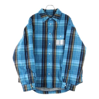 22SS CHECK SHIRTS DOWN JACKET 両面プリント チェック柄 シャツダウンジャケット ブルー VL12SH200N Bランク