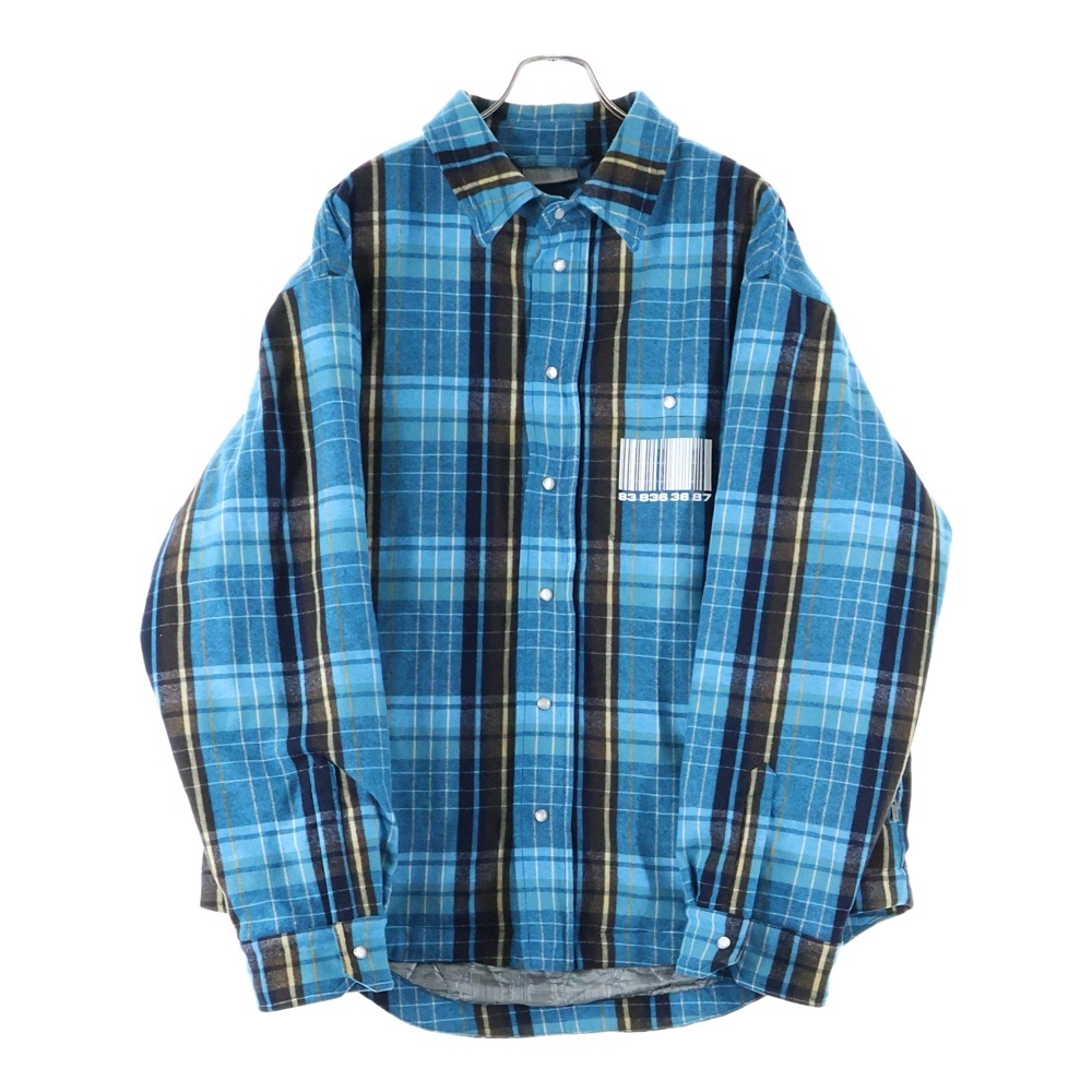22SS CHECK SHIRTS DOWN JACKET 両面プリント チェック柄 シャツダウンジャケット ブルー VL12SH200N Bランク