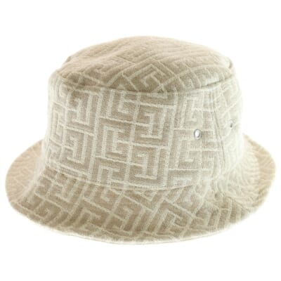GEOMETRIC BUCKET HAT ジオメトリック ポリコットン バケットハット ベージュ Bランク