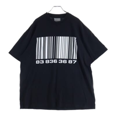 22SS ビッグバーコードプリント クルーネック 半袖Tシャツ カットソー ブラック VL12TR120B Bランク
