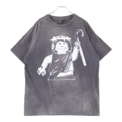 21AW JESUS BLOCK T-SHIRT ジーザス ブロック 両面プリント クルーネック 半袖Tシャツ カットソー ブラウン SM-A21-0000-001 Bランク