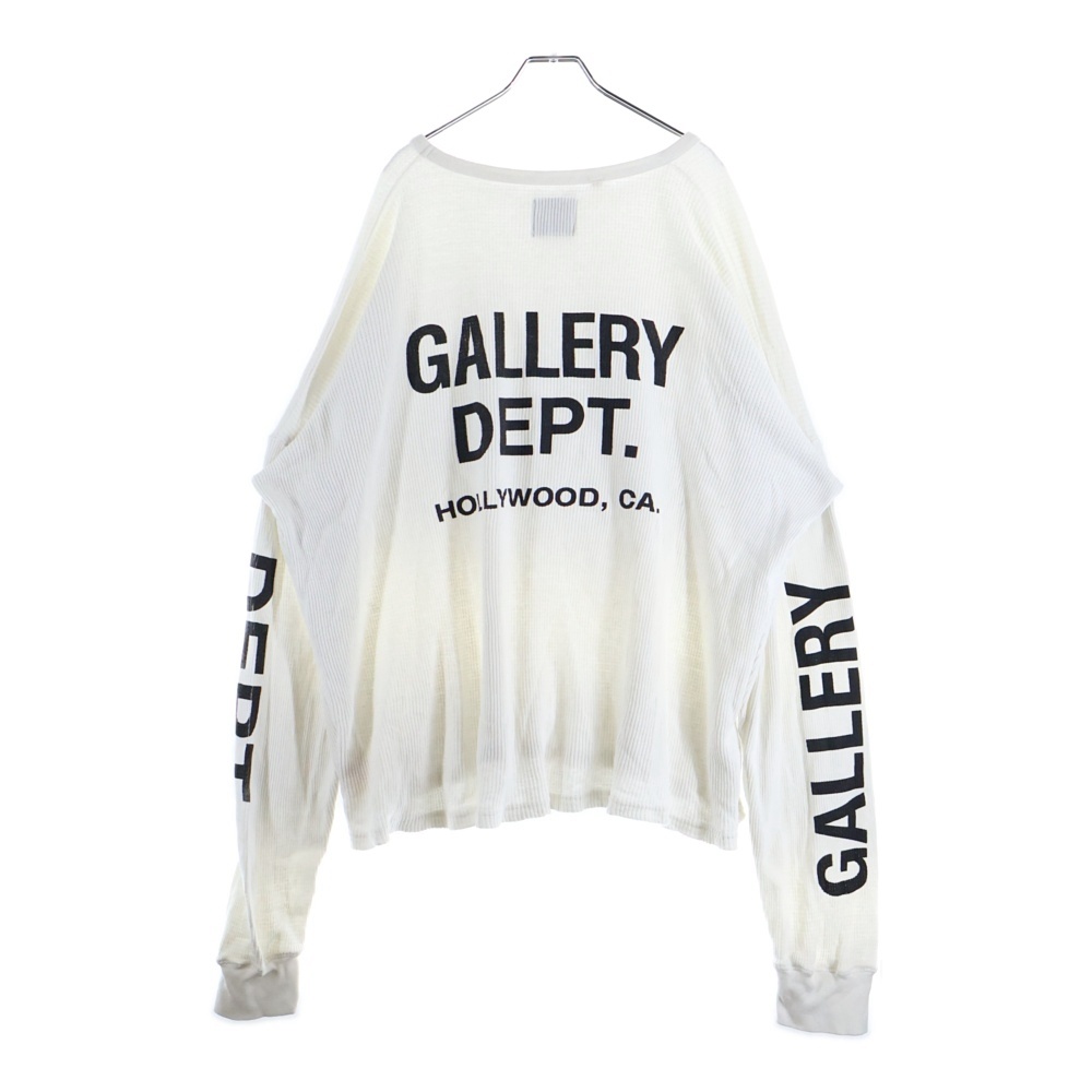 THERMAL WAFFLE バックアームプリント サーマルワッフル 長袖Tシャツ カットソー ホワイト Bランク