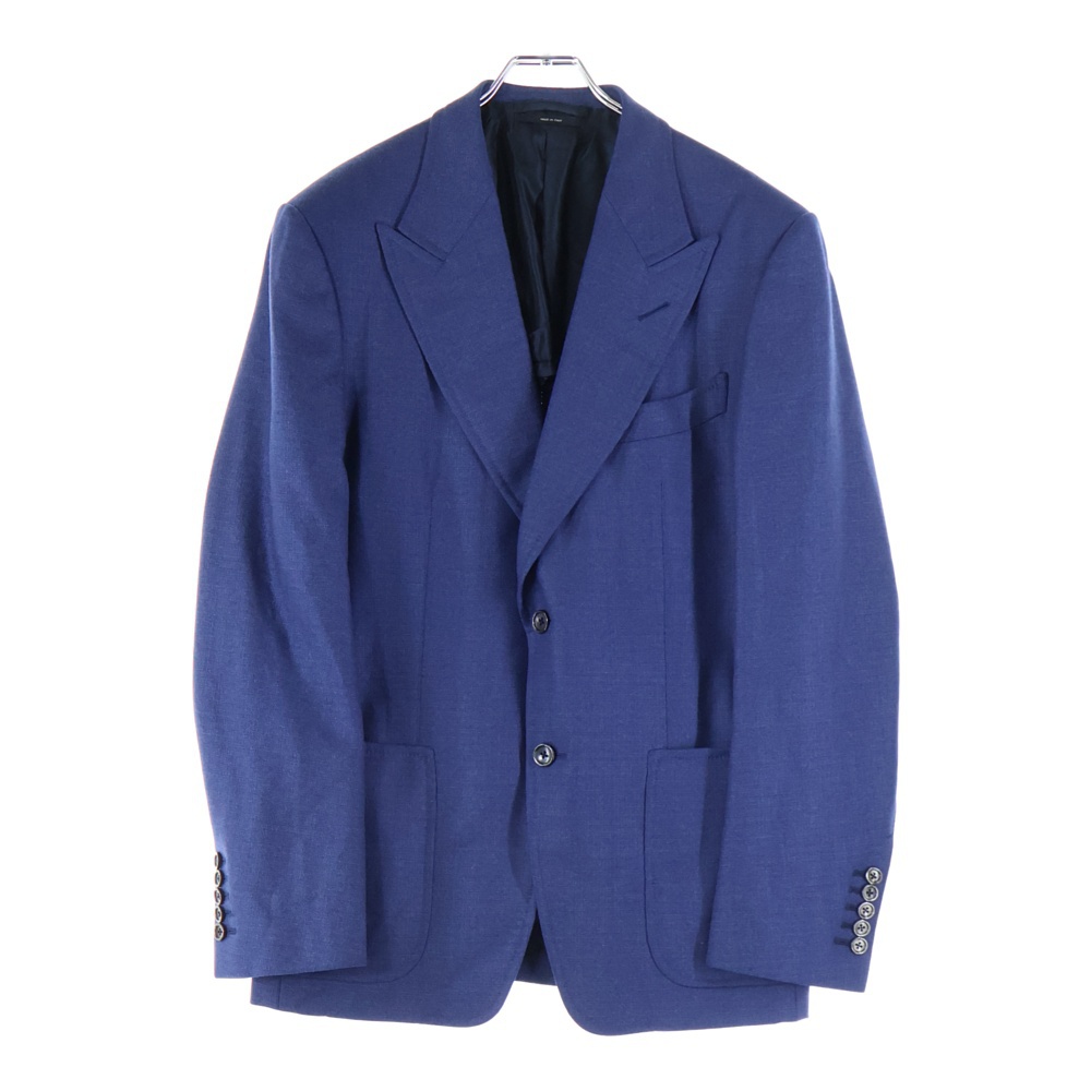 トムフォード シルク混 シングルウールテーラードジャケット ブルー