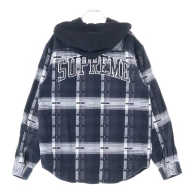 18AW Hooded Jacquard Flannel Shirt フーデッド ジャカード フランネル 長袖 シャツ ブラック Bランク