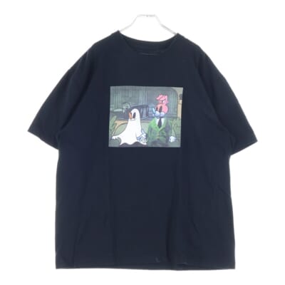 24SS ×Koichi Yairi コーイチ ヤイリ フリントプリント クルーネック半袖プリントTシャツ カットソー ブラック UE-240064 Bランク
