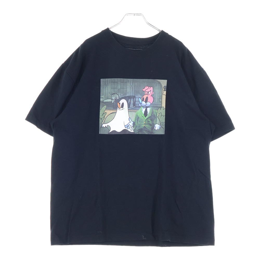 24SS ×Koichi Yairi コーイチ ヤイリ フリントプリント クルーネック半袖プリントTシャツ カットソー ブラック UE-240064 Bランク