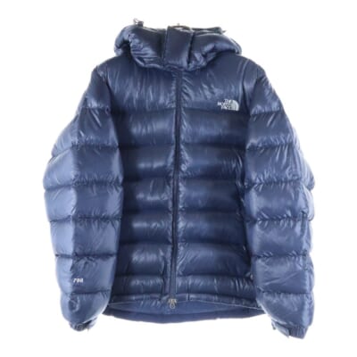 700FIL ナイロン フーデッド ダウンジャケット ネイビー Bランク