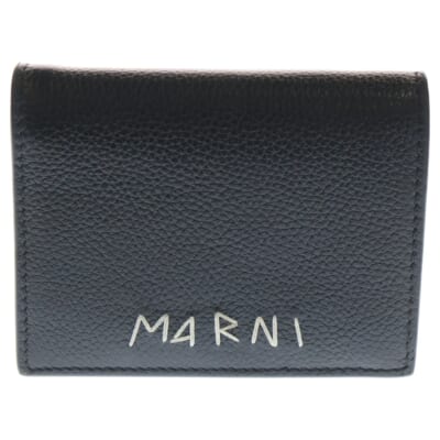 ロゴ刺繍入り 2つ折り財布 ブラック MARNI PFMOW02Q06 P6533 Bランク