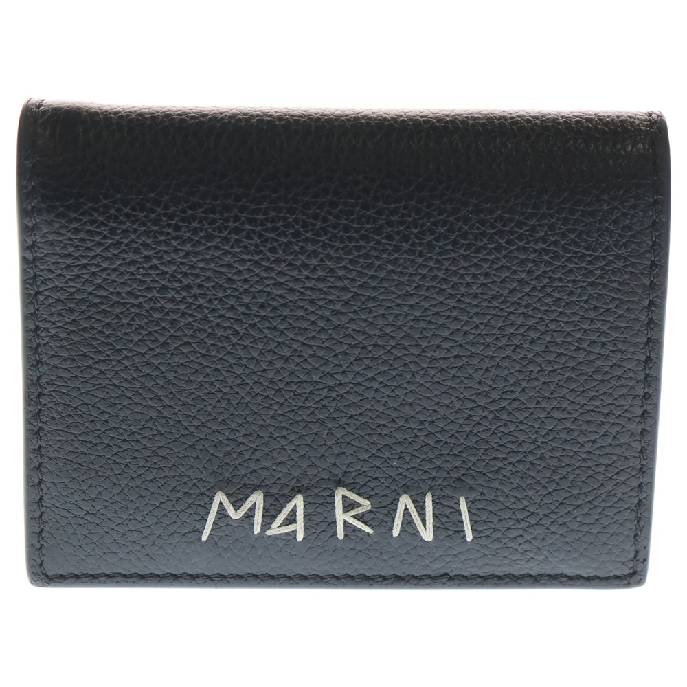 ロゴ刺繍入り 2つ折り財布 ブラック MARNI PFMOW02Q06 P6533 Bランク