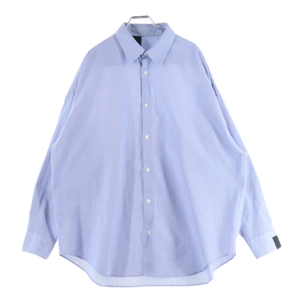 22SS コンパイルライン シアサッカー ストライプシャツ ブルー/ホワイト 2221-SH07-002 Bランク
