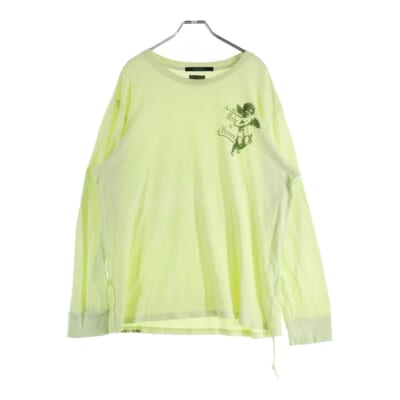 エンジェルプリント クルーネック ロングスリーブカットソー 長袖Tシャツ グリーン Bランク