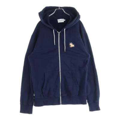 チラックスフォックス パッチ ジップアップフーディ スウェットパーカー ネイビー IU00353KM0001 Bランク