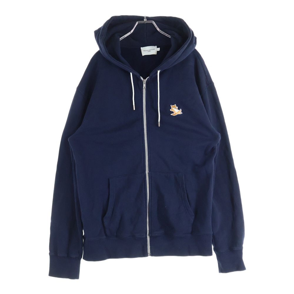 チラックスフォックス パッチ ジップアップフーディ スウェットパーカー ネイビー IU00353KM0001 Bランク