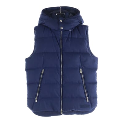 15AW LEONARDO レオナルド ウール フーデッド ダウンベスト ジャケット ブルー MTA15A4299 Bランク