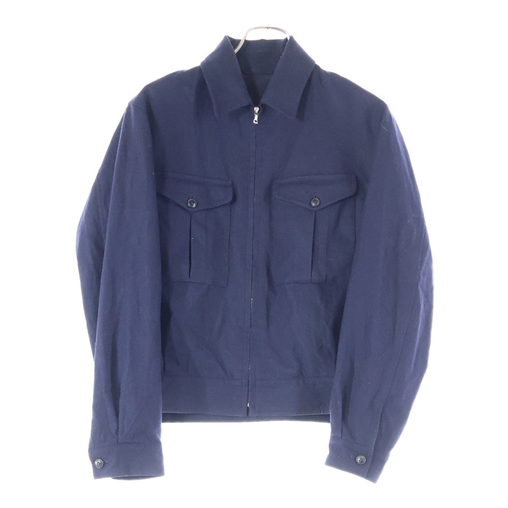 16AW フラノZIP ウール ジャケット ブルゾン ネイビー J03-01007 Bランク