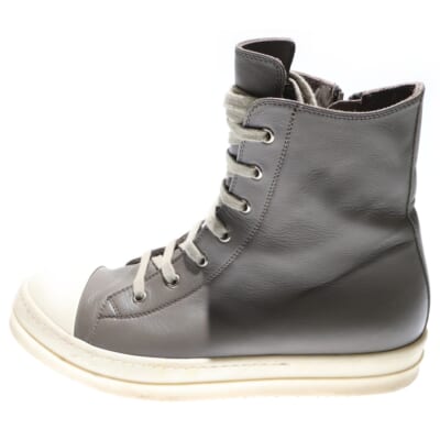 RAMONES ラモーンズ サイドジップ ハイカットスニーカー グレー Bランク