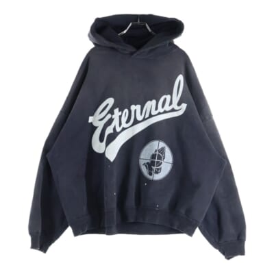 25SS ×FEAR OF GOD SNT OF GOD FG_HOODIE フィアオブゴッド VINTAGE加工 両面プリント スウェット プルオーバーパーカー グレー SM-HR8-0000-C03 Bランク