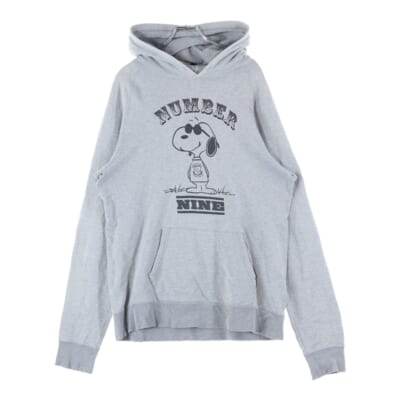 ×PEANUTS ピーナッツ フロントプリント プルオーバースウェットパーカー グレー Bランク