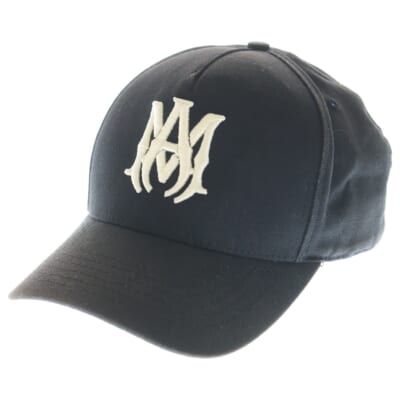 AMロゴエンブロイダリー スナップバック コットン キャップ 帽子 ブラック Bランク