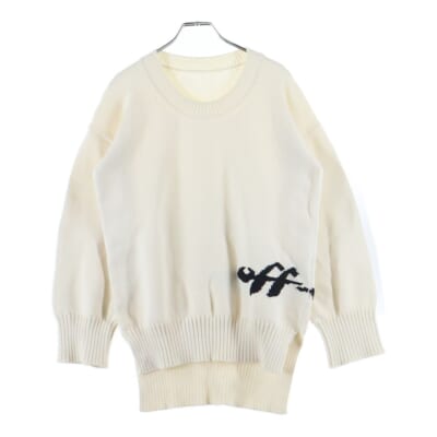 LOGO INTARSIA KNIT JUMPER ロゴインターシャ クルーネックニット ジャンパー アイボリー OWHE076S22KNI001 Bランク