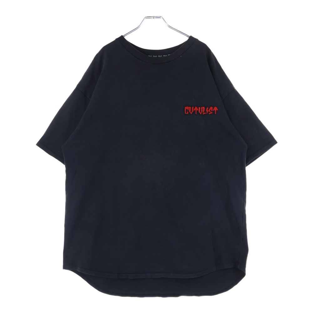 フロントロゴ刺繍 クルーネック半袖Tシャツ カットソー ブラック 2101090307 Bランク