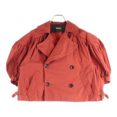コットン ショート丈 ショートスリーブ トレンチコート レディース レッド Bランク