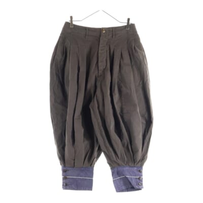 ドッキング ボタンフライ ワイドバルーンパンツ ブラウン/パープル Bランク