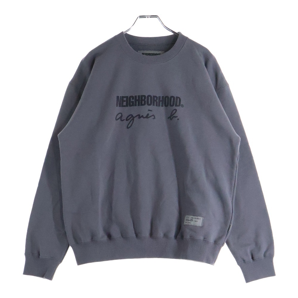 25AW ×Agnes b SWEAT SHIRT LS アニエスベー 両面プリント スウェットシャツ トレーナー グレー 2527270N-CSM02S Sランク