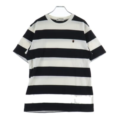 ボーダー クルーネック 半袖Tシャツ カットソー ブラック/ホワイト Bランク