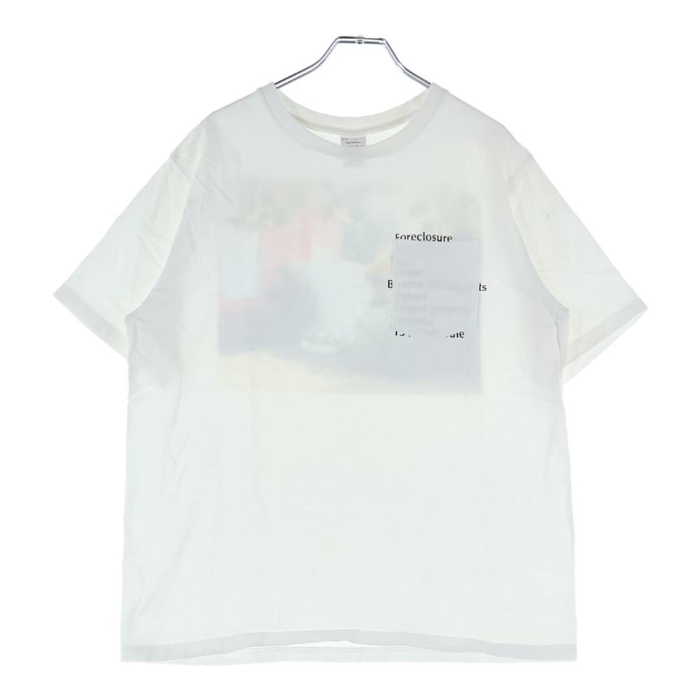 バックフォトプリント クルーネック 半袖 ポケットTシャツ カットソー ホワイト Bランク