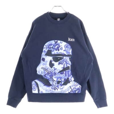 21AW ×STAR WARS TROOPER CREWNECK スターウォーズ ストームトルーパー ロゴ刺繍 フロントパッチ クルーネック スウェット トレーナー ネイビー KHM030218 Bランク
